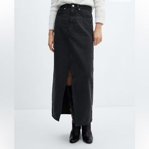 Mango Slit Denim Skirt, black, XS, NWOT, excellent condition